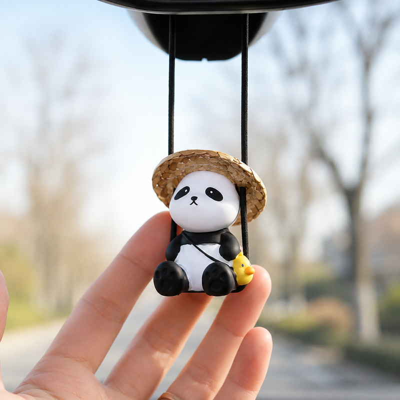 Load image into Gallery viewer, Top Tier Panda Swing Mirror Charm
