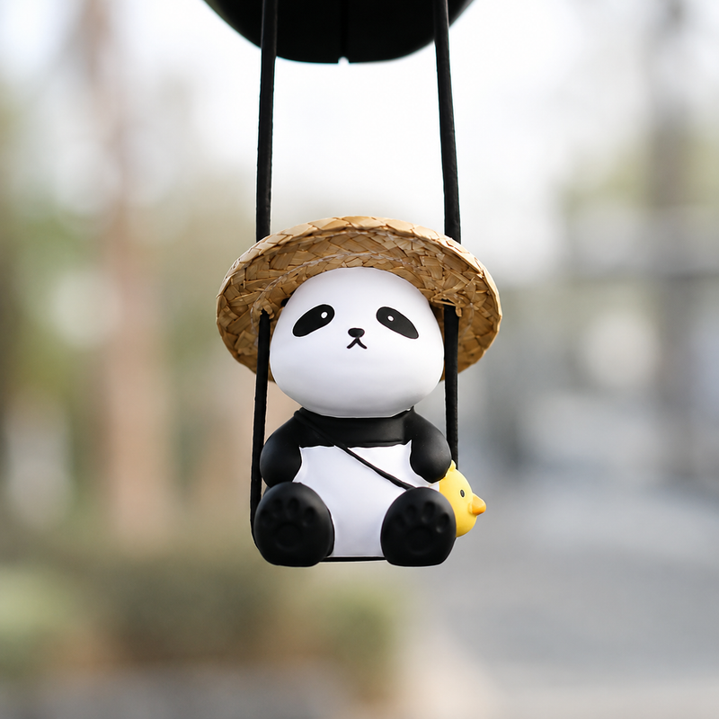 Load image into Gallery viewer, Top Tier Panda Swing Mirror Charm
